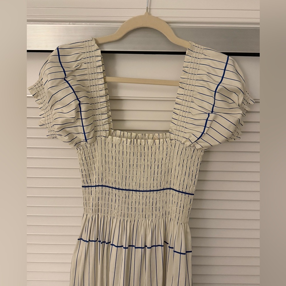 Tory Burch Long Dress Cream with Blue Stripes (S/P) - Picture 4 of 5